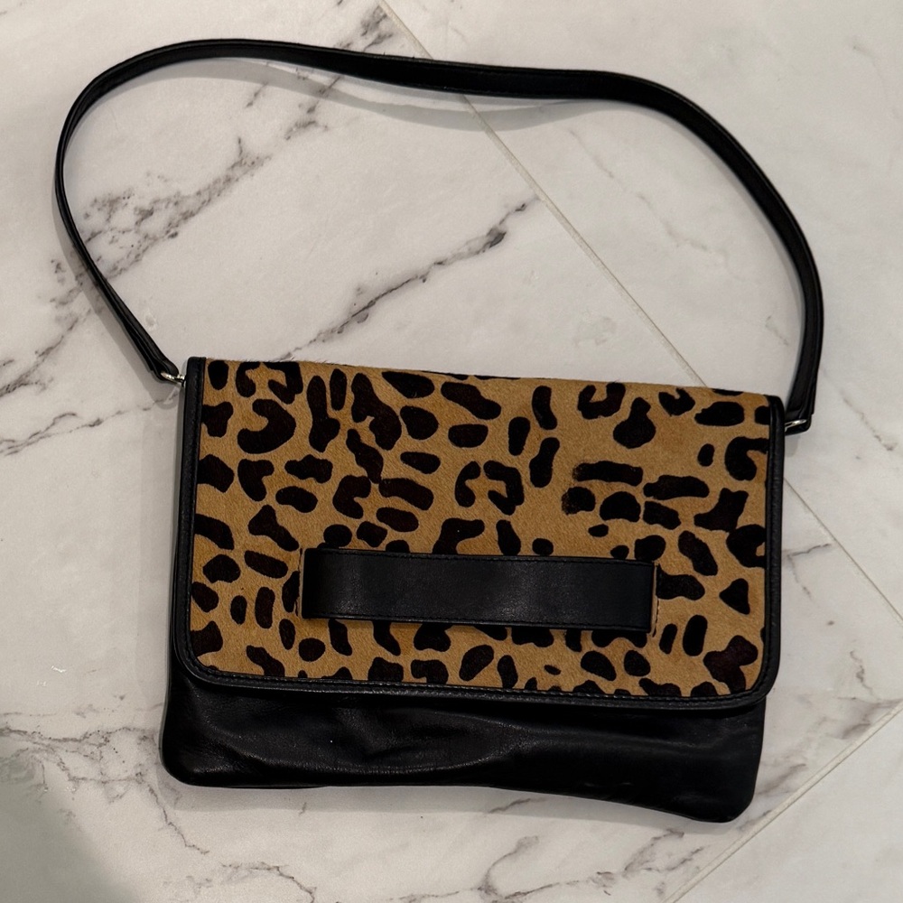 Leopard fold over bag